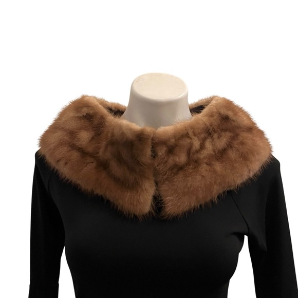 Vintage 50’s Brown Mink Fur Collar Mobwife Real Minx - Picture 3 of 13